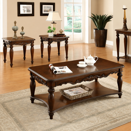 Wooden Hand Carved Royal Decor Coffee Table Set (Sheesham Wood)