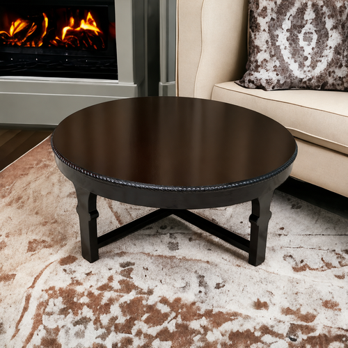 Bloomart Buffet Handmade Teak Wood Round Coffee Table ( Walnut Finish )