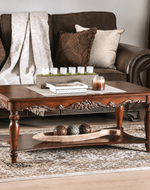 Bloomart Traditional Rectangular Hand Carved Teak Wood Coffee Table