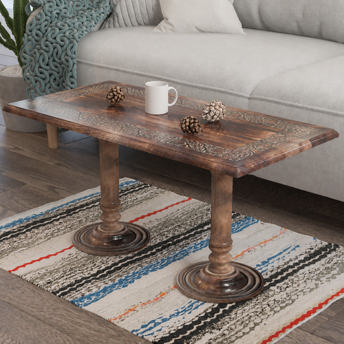 Bloomart Sculpte Hand Carved Solid Wood Coffee Table