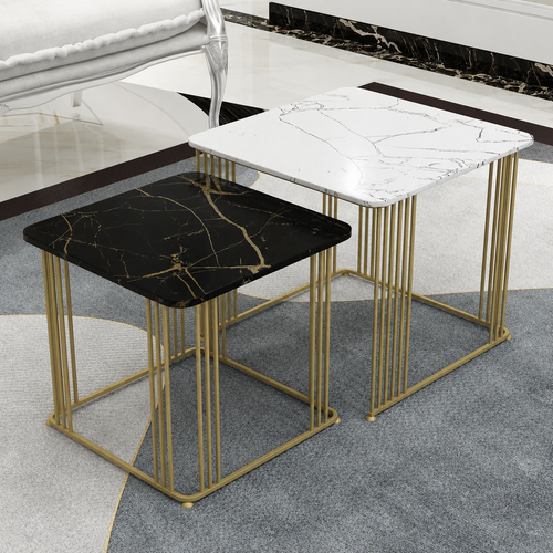 Bloomart Stylish Look Square Wrought Iron Coffee Table ( Set of 2 )