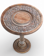 Bloomart Sculpte Hand Carved Solid Wood End Table