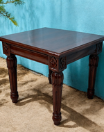 Bloomart Hand Carved Bed Side Table Teak Wood Walnut Finish ( Brown )