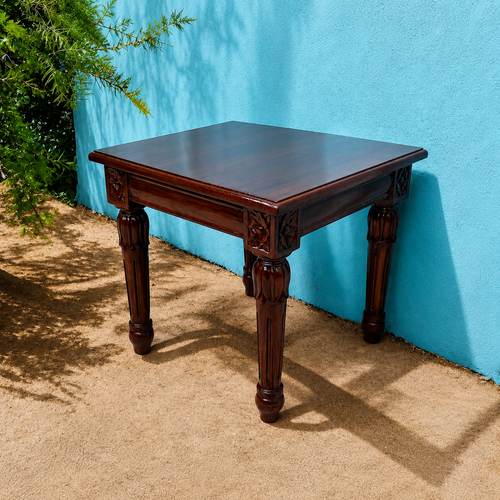 Bloomart Hand Carved Bed Side Table Teak Wood Walnut Finish ( Brown )