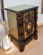 Bloomart Traditional Luxury Sheesham Wood Nightstand Set of 1 (Golden)