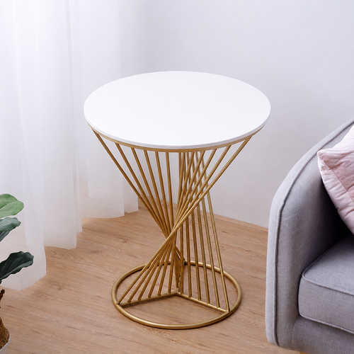 Bloomart Abstract Rays Style Wrought Iron Round End Table ( Golden )