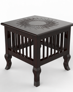 Bloomart Mango Wood Handmade Carving Classic Side Table for Living Room