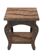 Bloomart Wavy Square Mango Wood End Table ( Brown )