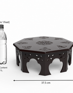 Wooden Chowki Octagonal Shape In Walnut Finish