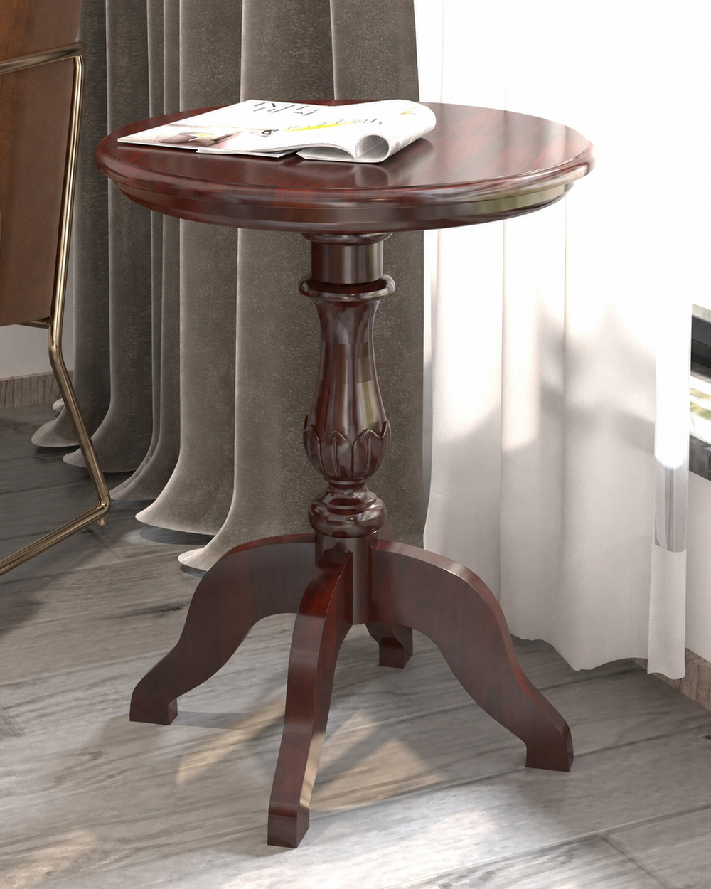 Teak Wood Round Carved Table Corner Side Table