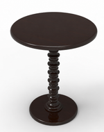 Round Wooden Spindle Side Table for Living Room with Pedestal End Table (Walnut Finish)