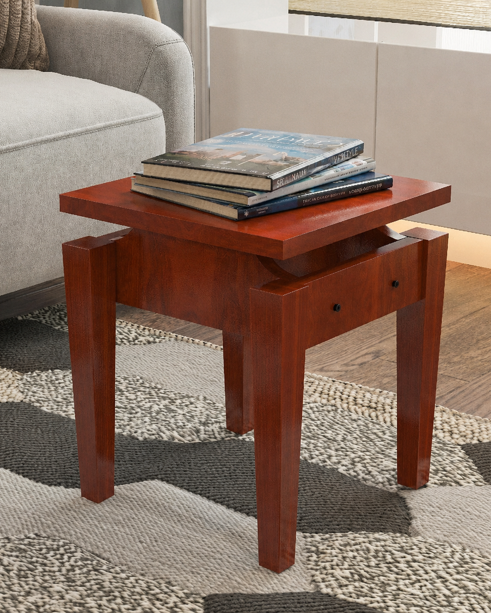 Handmade Unique Design Wooden Sofa Table (Honey Finish)