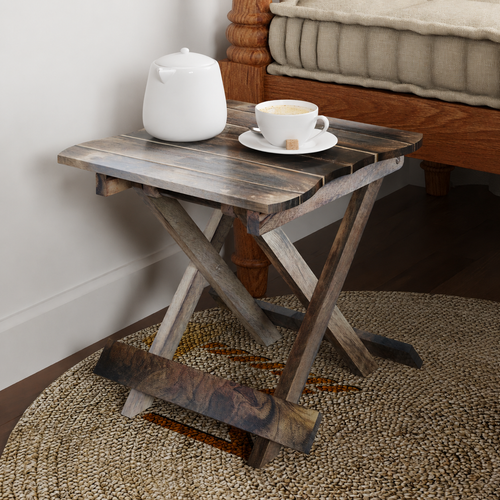 Bloomart Handmade Design Folding Mango Wood End Table For Living Room