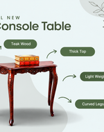 Uzzy Hand Carved Teak Wood Console Table Royal Beautiful Design, Luxurious Home Decor for Living Room or Entryway