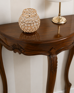 Wooden Arlette Half Moon Teak Wood Console Table with Walnut Finish