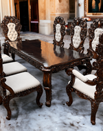 Wooden Majestic Royal Look Hand Carved Teak Wood 8 Seater Dining Table Set