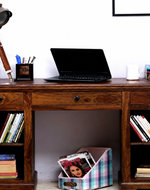 Wooden Desk Study Cabinet (Sheesham Wood) (Teak Shade)