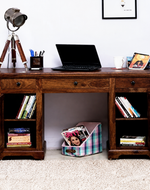 Wooden Desk Study Cabinet (Sheesham Wood) (Teak Shade)