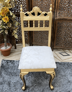Royal Gold Carved Teak Wood Study Table with Chair
