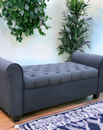 Bloomart Zamansız Button Tufted Design Premium Wood 2 Seater Storage Bench (Dark Grey)
