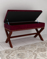 Bloomart Magazine Rectangular Shape Solid Wood Bench with Storage in Ottoman Style for Entryway or Living Room