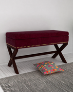 Bloomart Magazine Rectangular Shape Solid Wood Bench with Storage in Ottoman Style for Entryway or Living Room