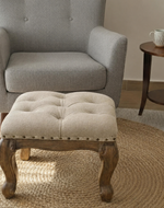 Bloomart  Upholstered Footrest Stool with Tufted Cushion for Living Room & Bedroom