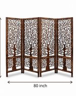 Wooden Nezox Handcrafted Wooden Room Divider Partition Screen Mango Wood Frame & MDF Panels ( Burning Antique Finish )