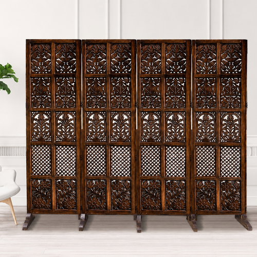 Wooden 4 Panel Royal Solid Wood Room Divider Wood Separator Wooden Partition