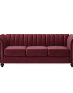 Designer Velvet Rolled Arm Chesterfield Sofa (3 Seater)