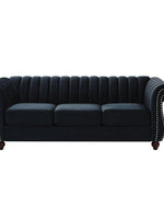 Designer Velvet Rolled Arm Chesterfield Sofa (3 Seater)
