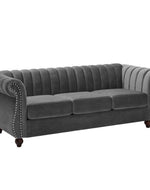 Designer Velvet Rolled Arm Chesterfield Sofa (3 Seater)