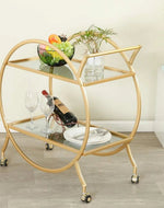 Rare Objects Circular Metal Bar Trolley For Home.
