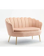 Bloomart Terciopelo Flared Arm Solid Wood Metal Legs Velvet Fabric Loveseat Modern Chaise Lounge