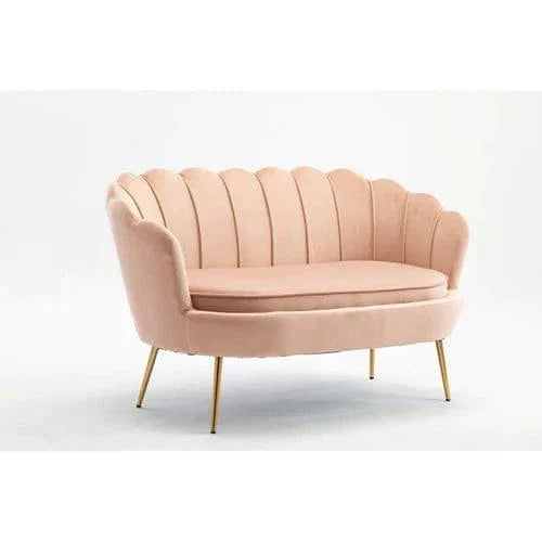 Bloomart Terciopelo Flared Arm Solid Wood Metal Legs Velvet Fabric Loveseat Modern Chaise Lounge