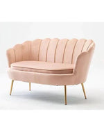 Bloomart Terciopelo Flared Arm Solid Wood Metal Legs Velvet Fabric Loveseat Modern Chaise Lounge