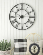 Black Roman Metal Wall Clock 24Inch
