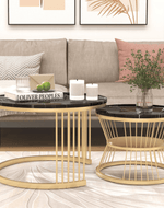 Bloomart Stylish Look Round Wrought Iron Coffee Table Set of 2