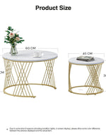 Bloomart Smudge Cross Design Round Coffee Table Set of 2 with Marble Top-Like Finish for Modern & Elegant Living Room