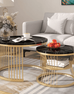 Bloomart Stylish Look Round Wrought Iron Coffee Table Set of 2