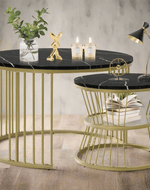 Bloomart Stylish Look Round Wrought Iron Coffee Table Set of 2