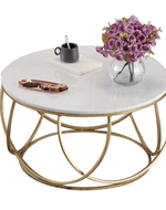 Bloomart Gilded Globe Design Round Coffee Table with Marble Top-Like Finish