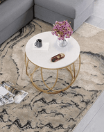 Bloomart Gilded Globe Design Round Coffee Table with Marble Top-Like Finish