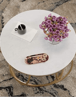 Bloomart Gilded Globe Design Round Coffee Table with Marble Top-Like Finish