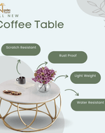 Bloomart Gilded Globe Design Round Coffee Table with Marble Top-Like Finish