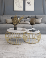 Bloomart Sylena Round Coffee Table with Marble Top-Like Finish for Modern & Elegant Living Room ( Set of 2 )