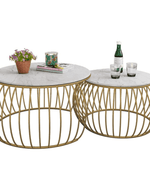 Bloomart Sylena Round Coffee Table with Marble Top-Like Finish for Modern & Elegant Living Room ( Set of 2 )