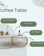 Bloomart Sylena Round Coffee Table with Marble Top-Like Finish for Modern & Elegant Living Room ( Set of 2 )