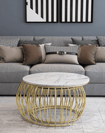 Bloomart Sylena Round Coffee Table with Marble Top-Like Finish for Modern & Elegant Living Room ( Set of 2 )