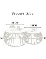 Bloomart Sylena Round Coffee Table with Marble Top-Like Finish for Modern & Elegant Living Room ( Set of 2 )